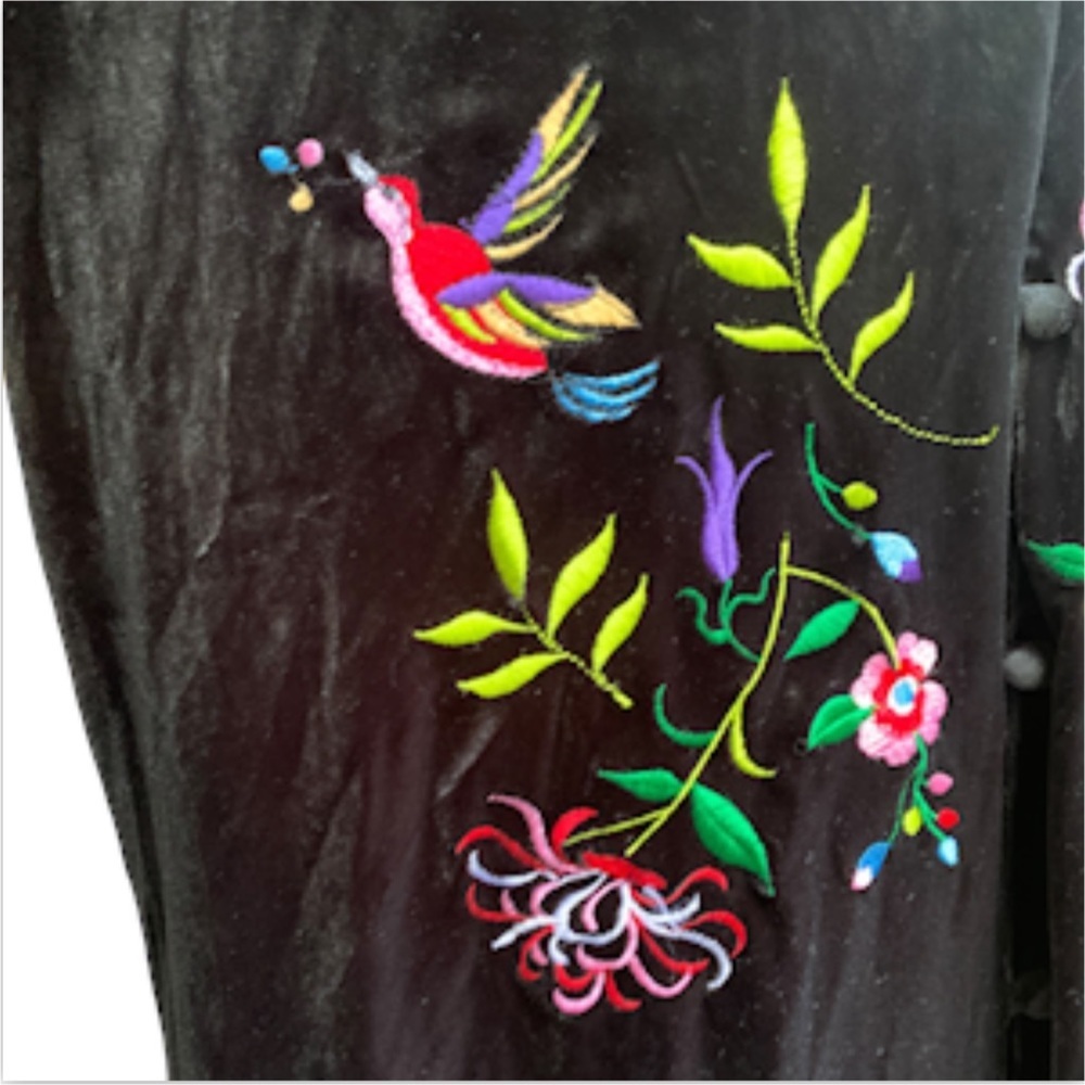 Y2K Susan Graver L Velvet Top Jacket Black Dark Romantic Embroidery Whimsigoth - Picture 6 of 12